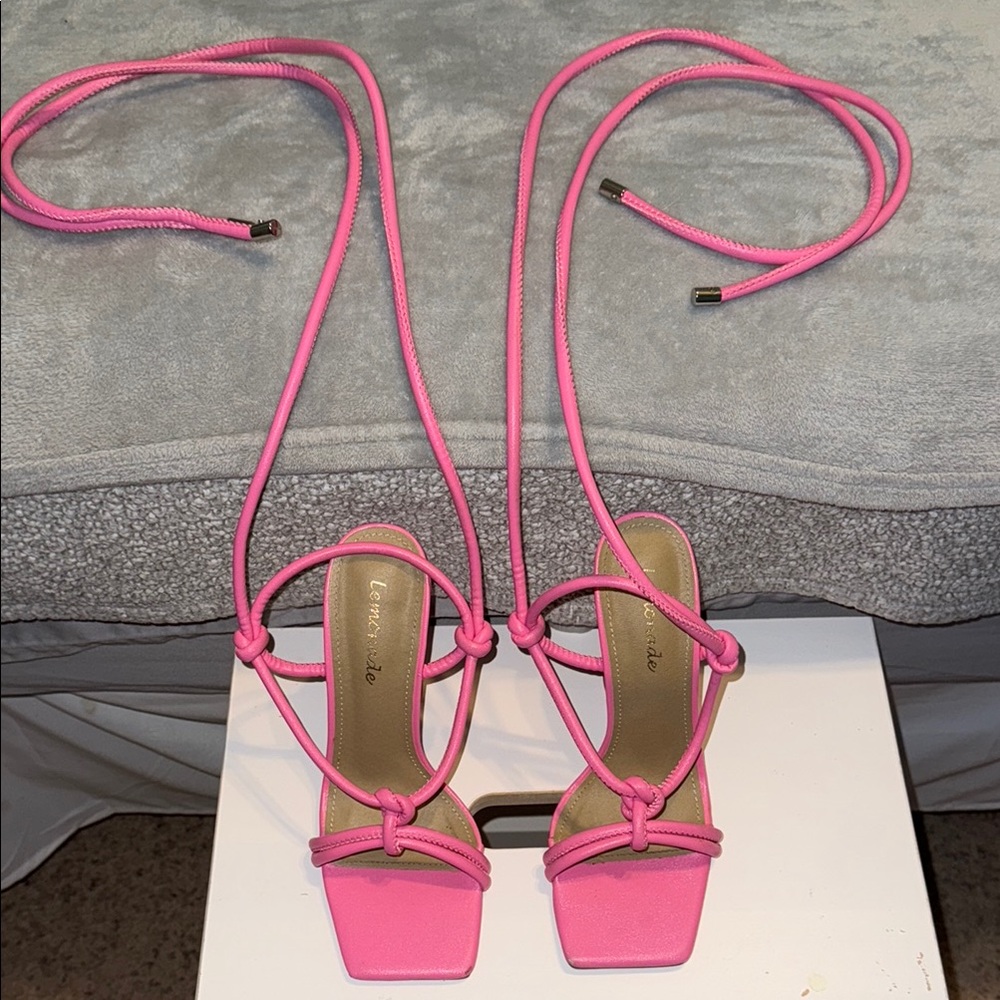 Lorenzo Pink Stiletto Sandals with Ankle Straps